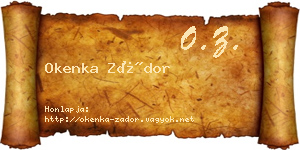 Okenka Zádor névjegykártya