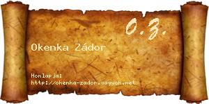 Okenka Zádor névjegykártya